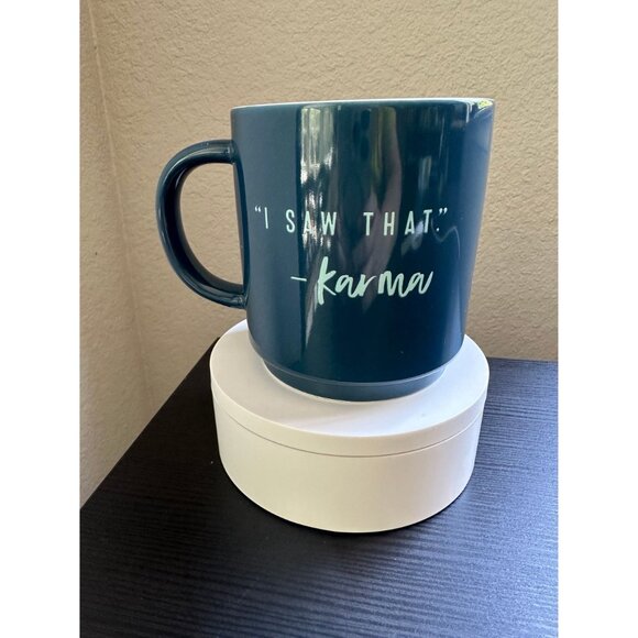 Karma Mug | Threshold Mug I Saw That Karma Mug Blue Novelty Coffee Cup | Karma M - Picture 3 of 5